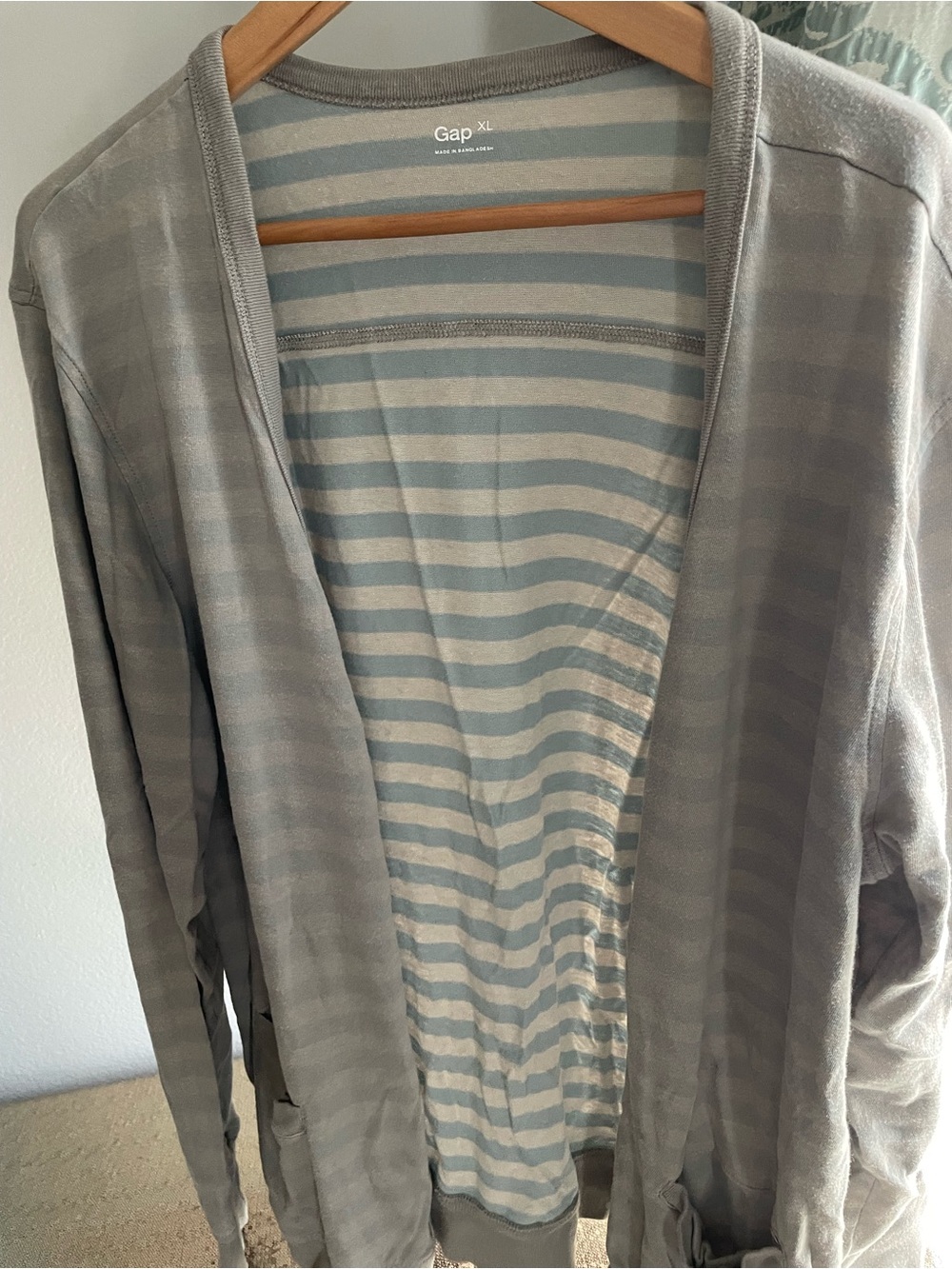 GAP Gray & Blue Striped Buttoned Cardigan- XL but fits like L